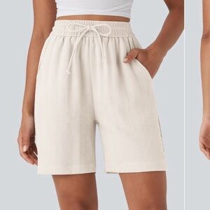 HALARA High Waisted Drawstring Linen Feel Shorts